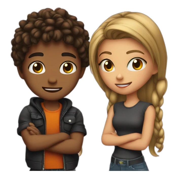 One bad boy and one cute girl sticker