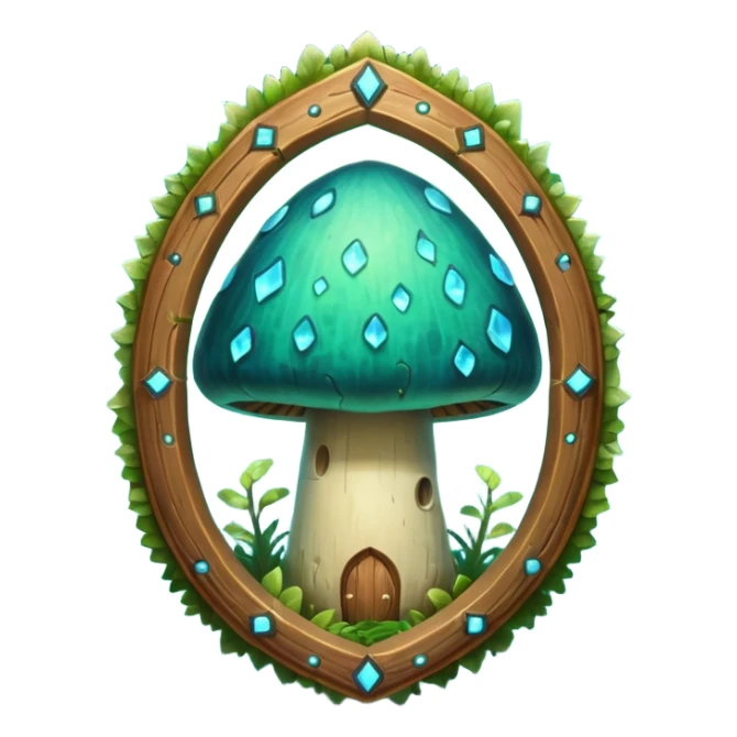 magical mushroom shield object icon, shield crafted from mushroom bark, glowing spores, fantasy forest design, soft green-blue aura, 3D cartoon, mobile game icon style, centered, clean background, no text, no watermark
 
 sticker