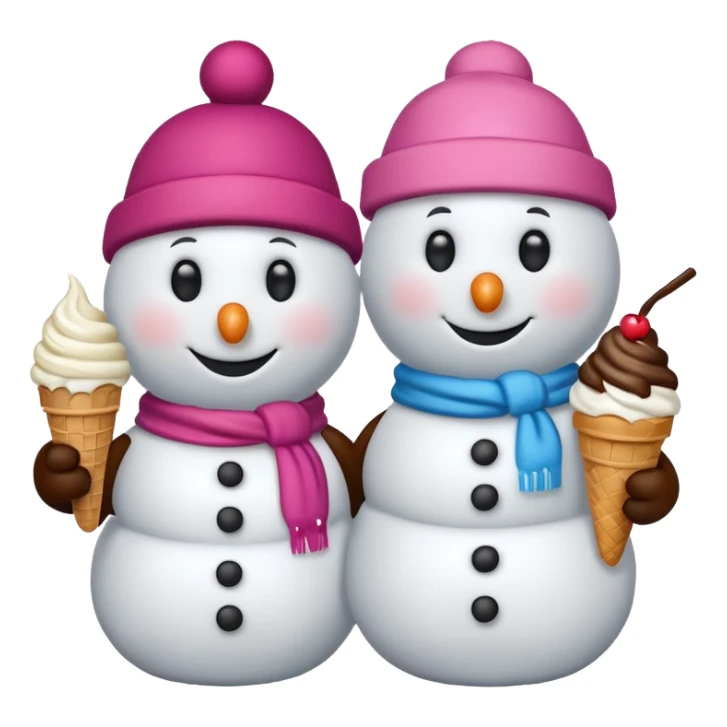 snowmen wearing cap with ice cream sticker