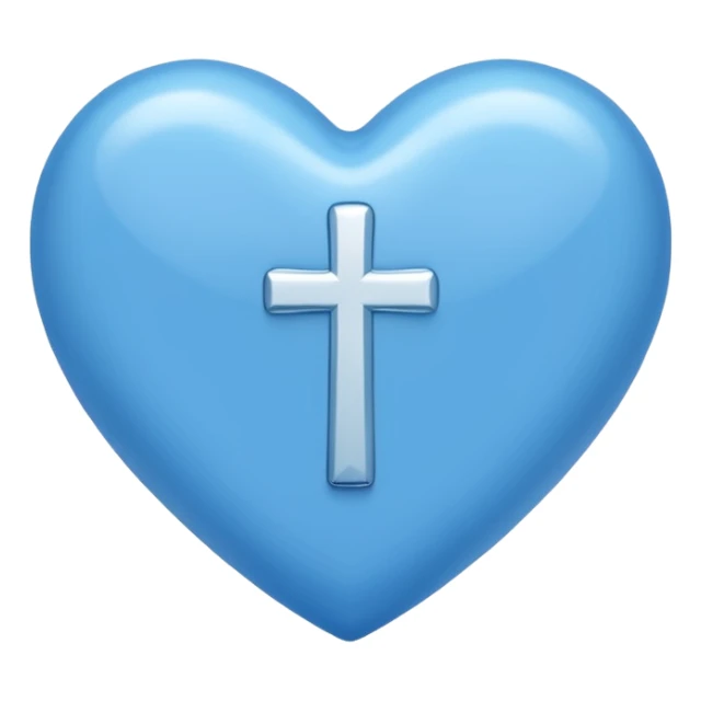 blue heart with christian simple cross sticker