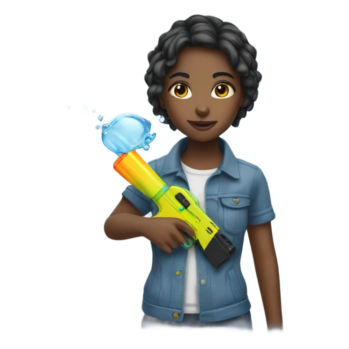 Girl with water gun sticker