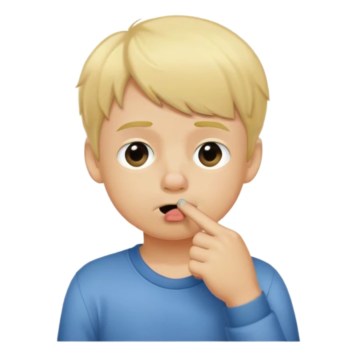 blond headed boy picking his nose with single fingure sticker
