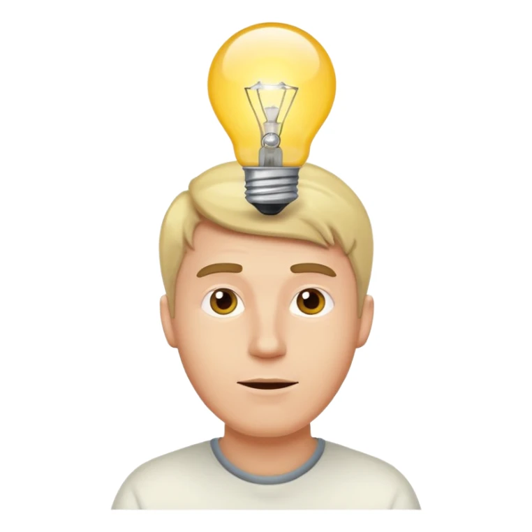 white man with light bulb over head, came up with idea sticker