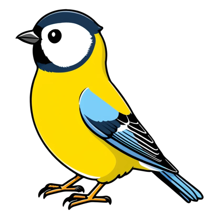 Colorful great tit bird with yellow belly sticker