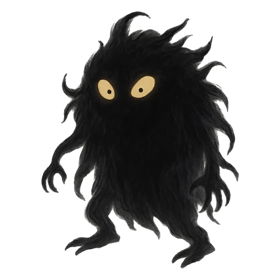 mysterious shadowy monster with glowing eyes sticker