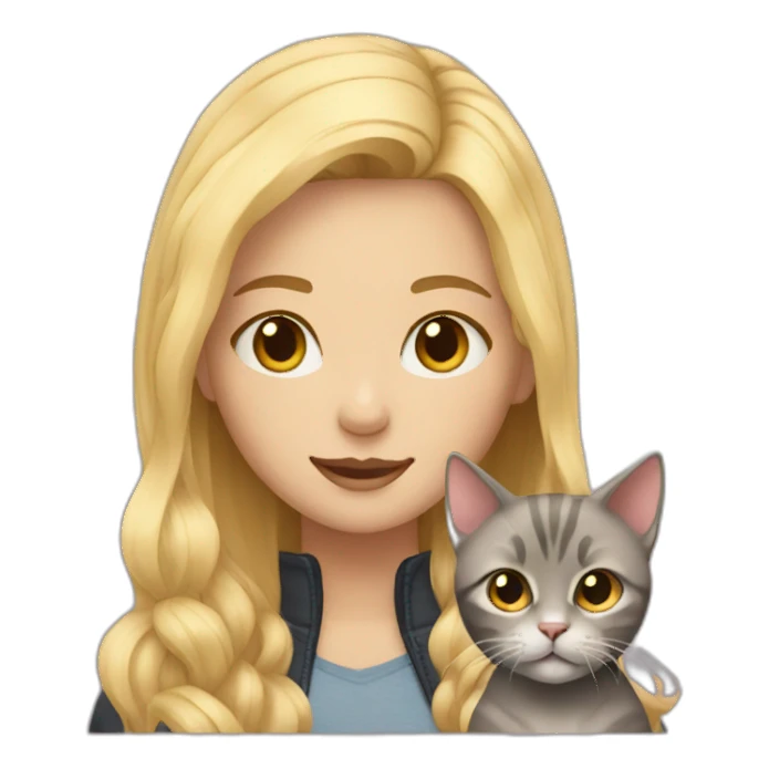 blonde-haired girl with a cat sticker