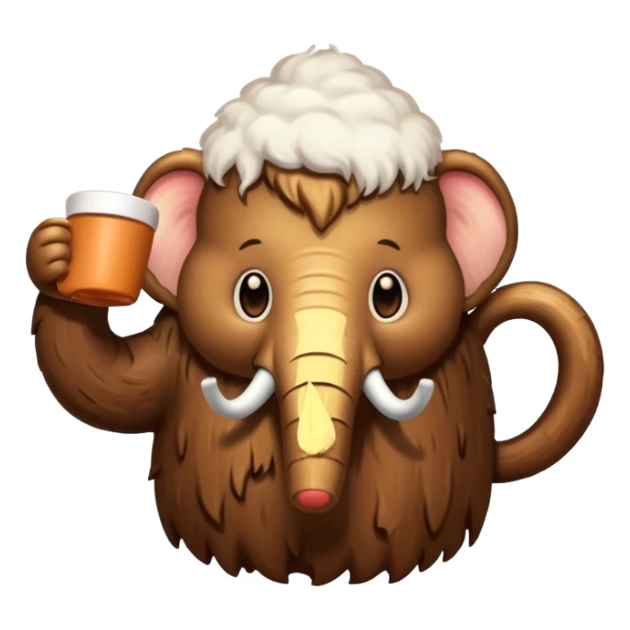 A mammoth who drinks a hot chocolate sticker