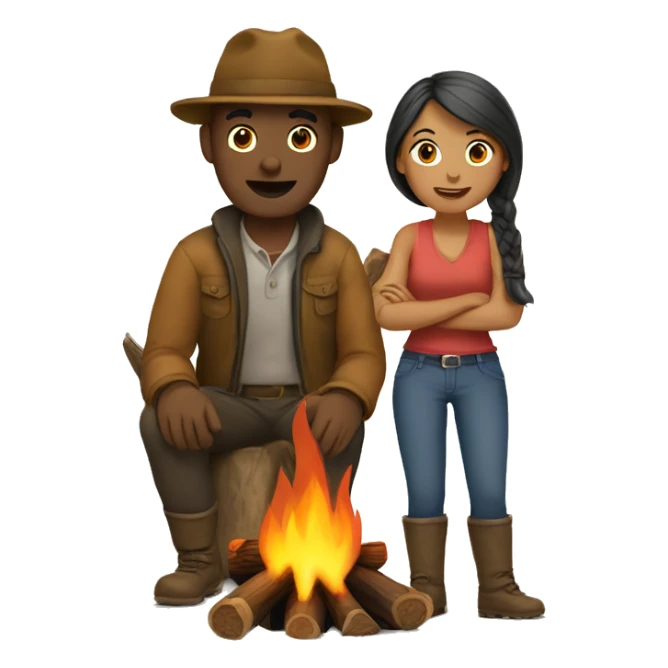Campfire man and women  sticker