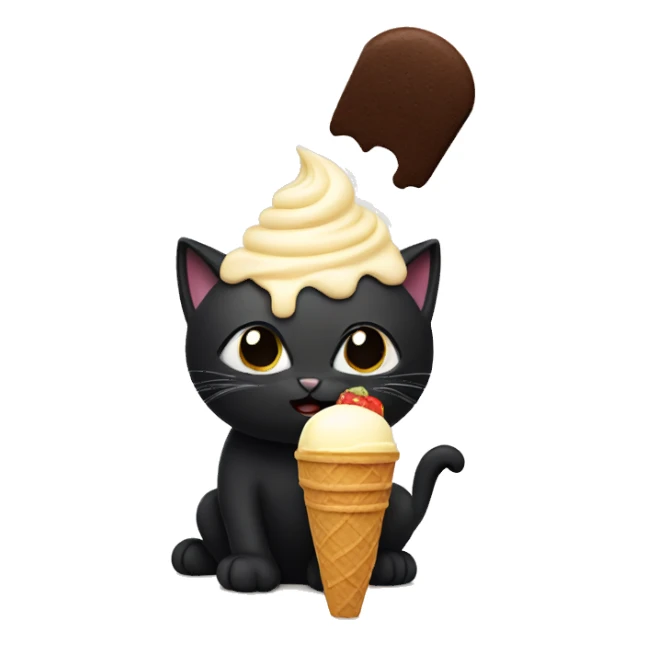 black cat eating ice cream  sticker