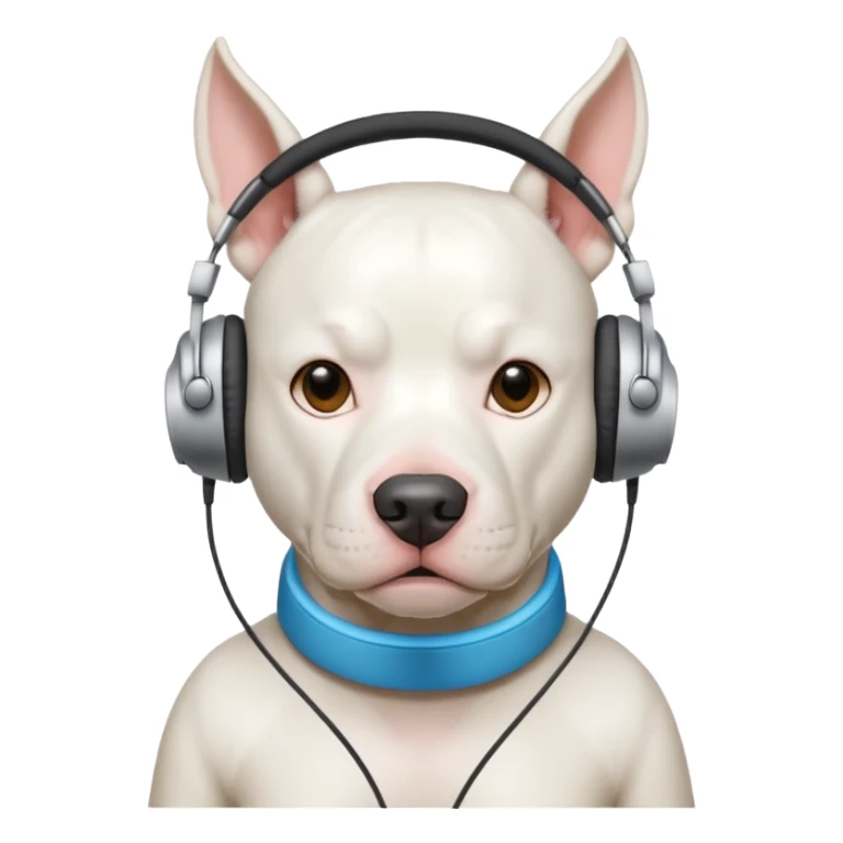 white pitbull with headphones sticker