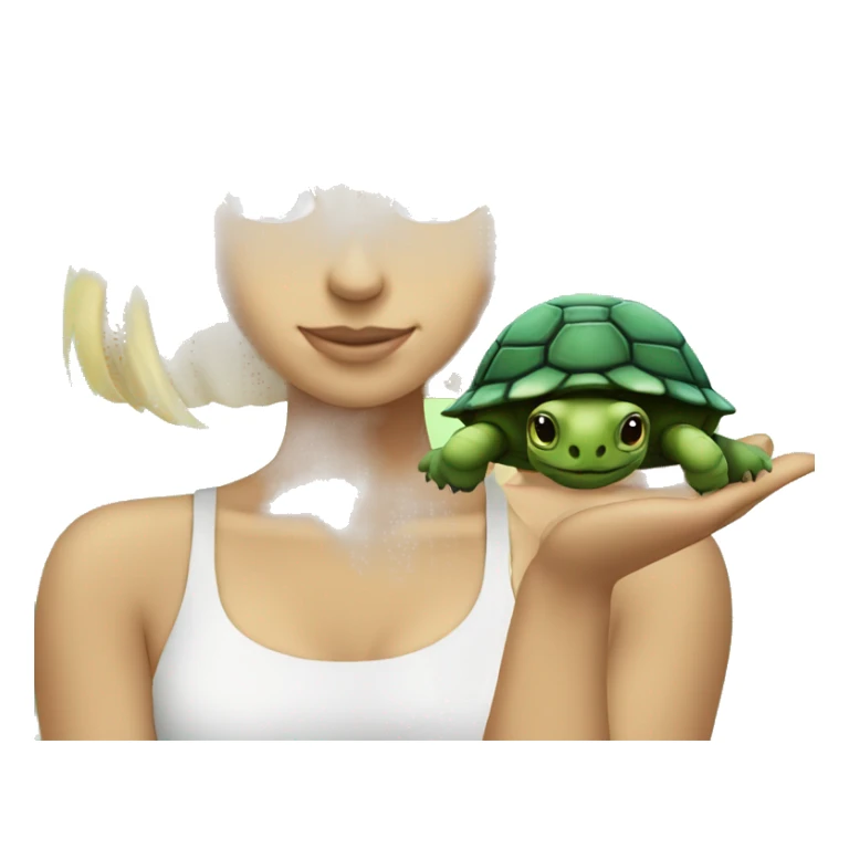 turtle in the hands of a blonde sticker
