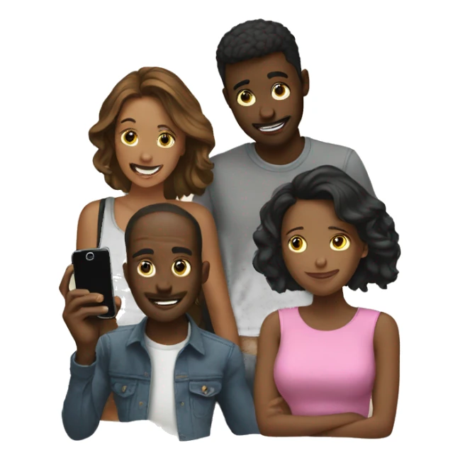 group of friends using their phones sticker