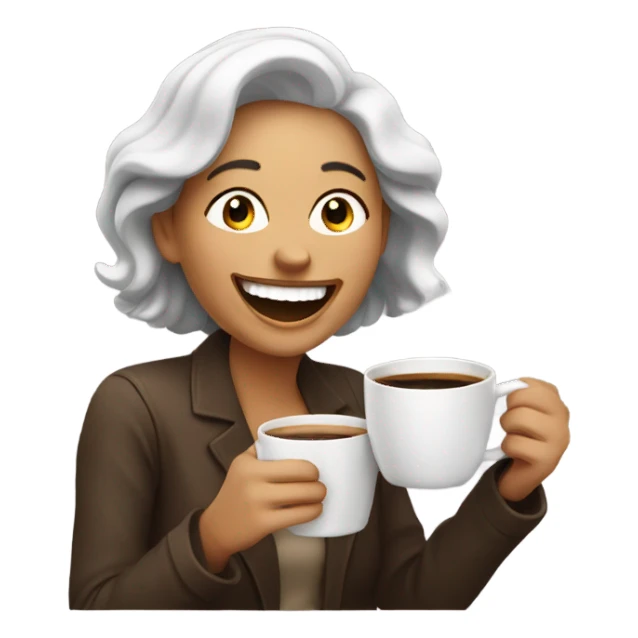 Lady laughing holding coffee  sticker