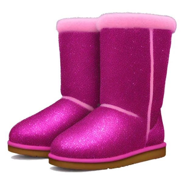 Realistic magenta glitter and fur Ugg boots. sticker