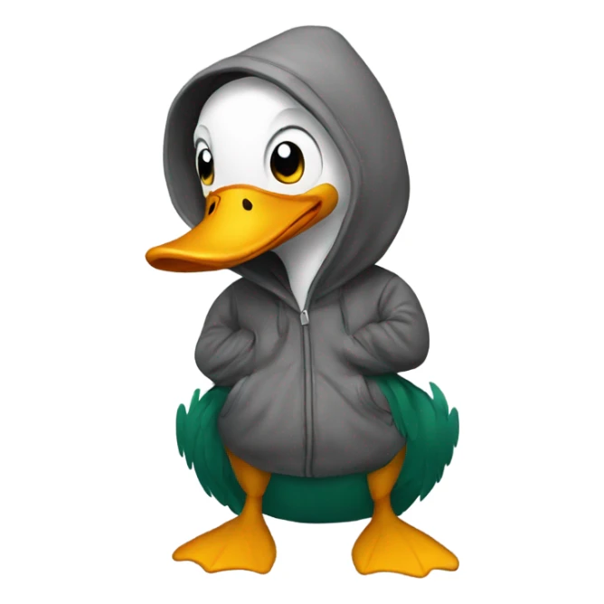 Duck wearing a hoodie sticker