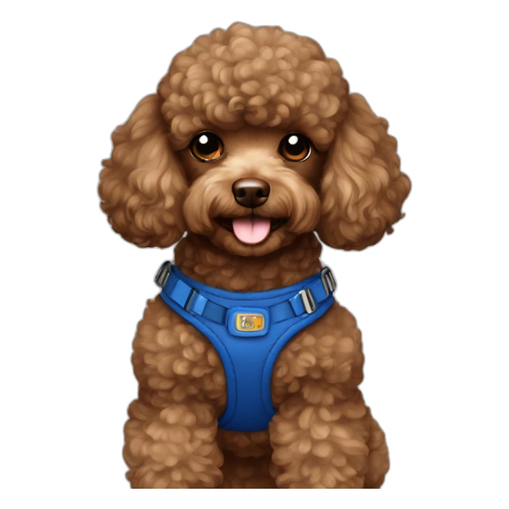 Brown-Toy-poodle-with-dark-blue-harness sticker