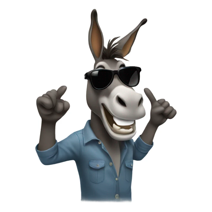Donkey flipping off with both hands wearing sunglasses  sticker