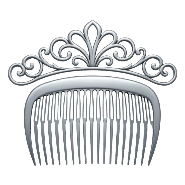 elegant silver hair comb sticker
