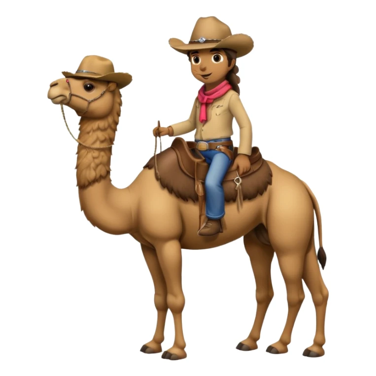 A full body camel with a cowboy hat sticker