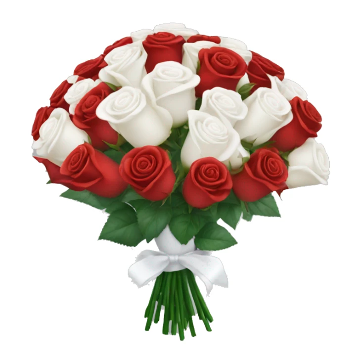 Red and white rose bouquet with white wrapping  sticker