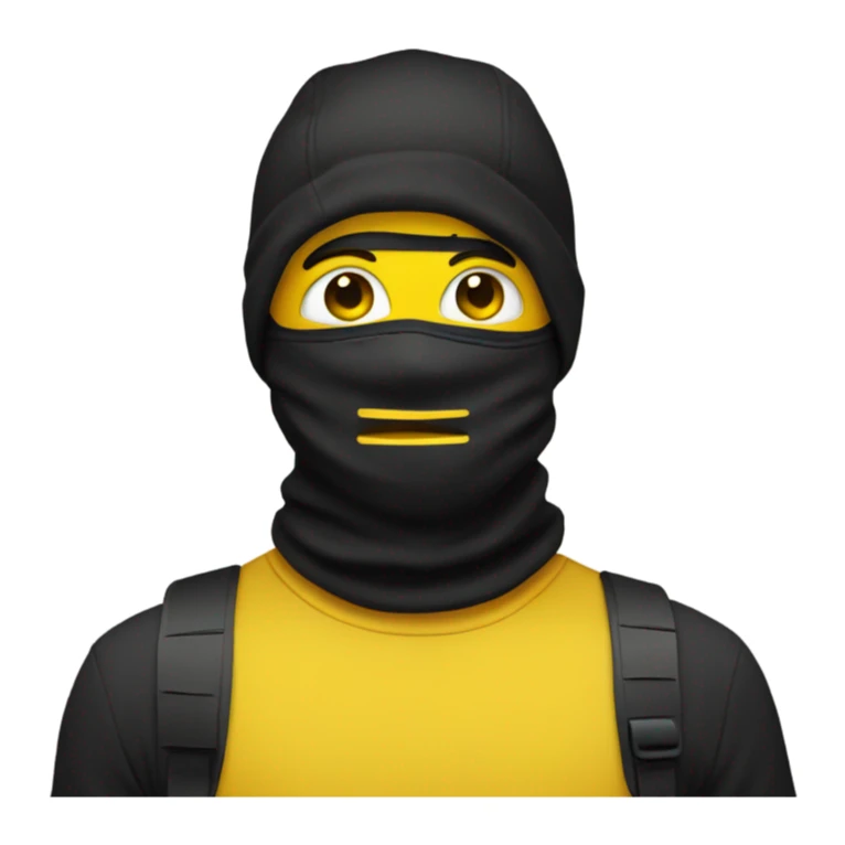 a yellow emoji with a ski mask on sticker