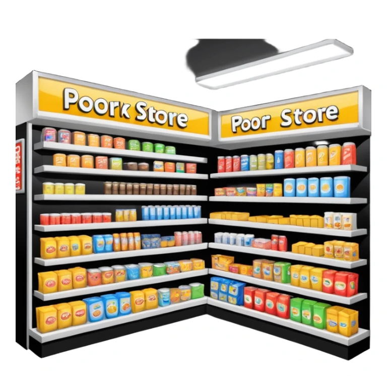 Convenience store named poor store and more sticker