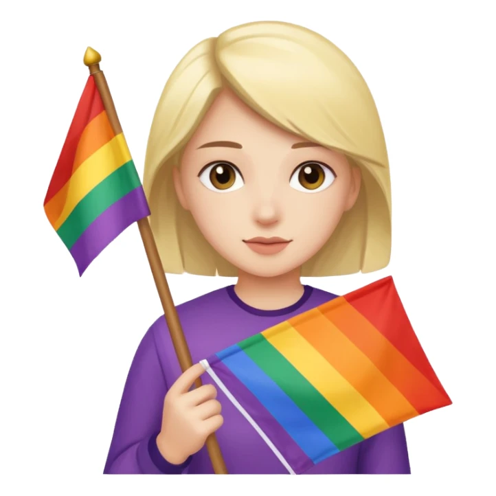 Girl with a lesbian flag sticker