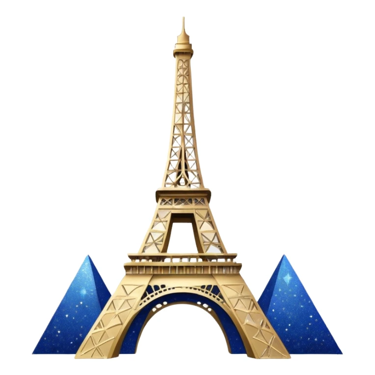 Eiffel Tower glittering with sparkles, night sky sticker