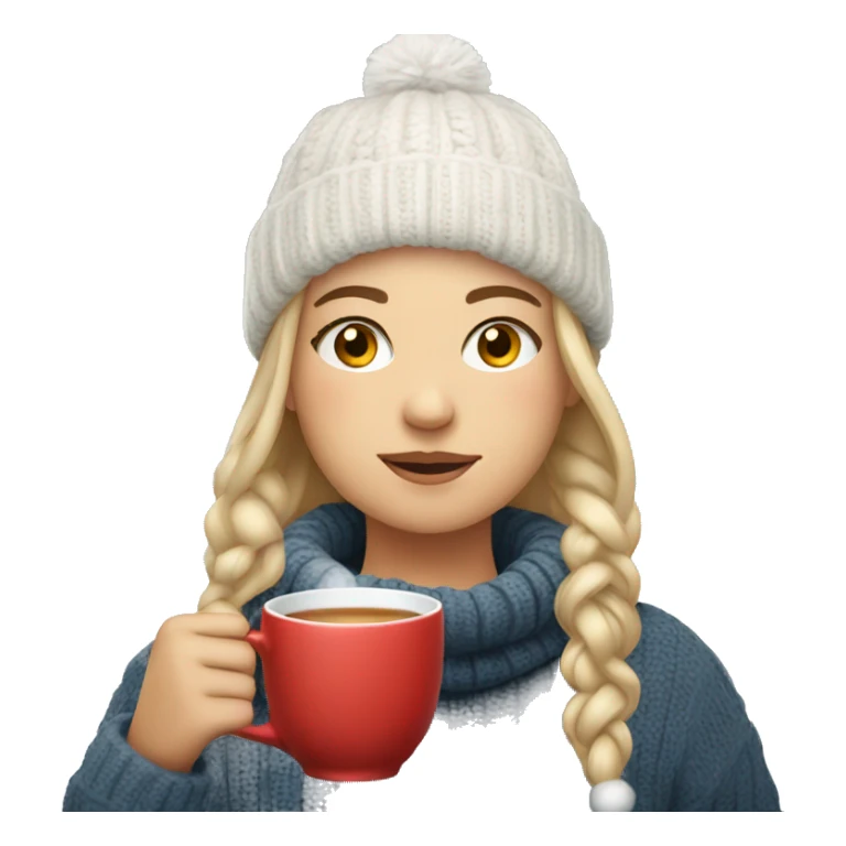 girl in sweater drinking tea during christmas sticker