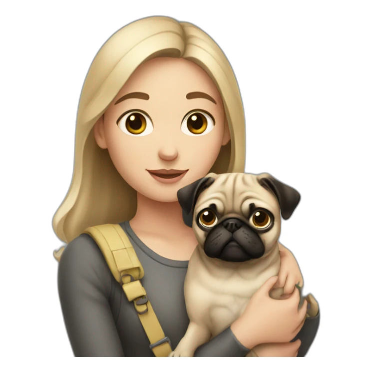 Girl holding pug  sticker