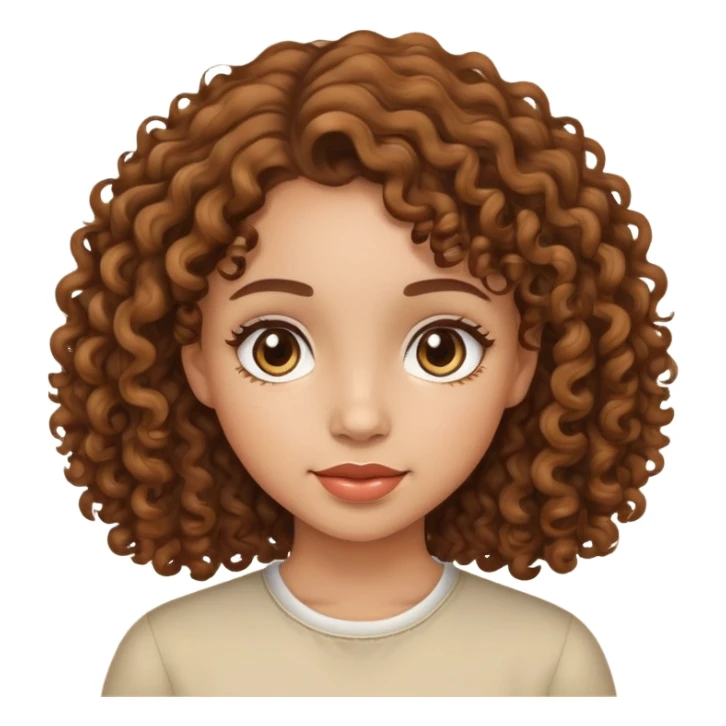 Light skinned medium Length brown curly haired girl sticker