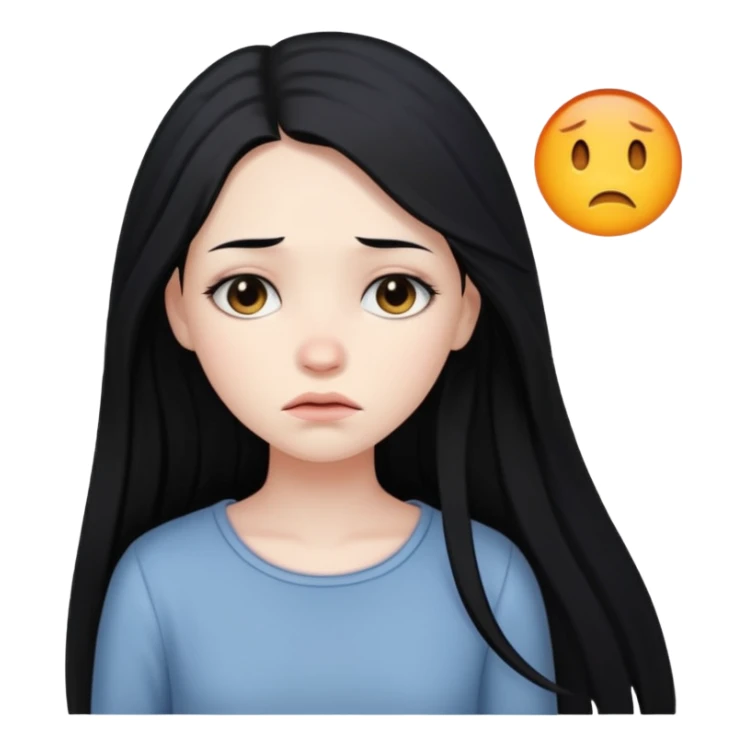 Pale girl with long black hair sad sticker
