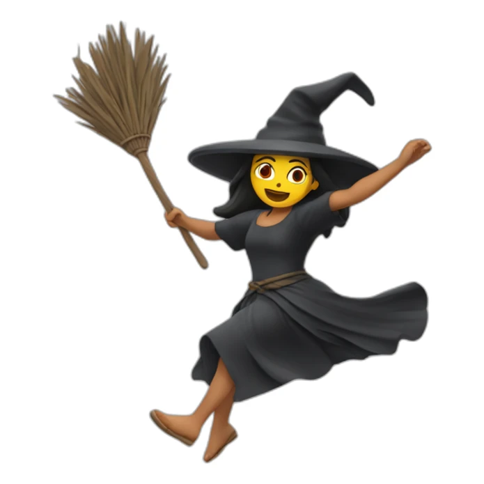 Bruja en escoba volando sticker