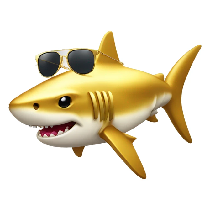 golden shark with chain and sunglasse sticker