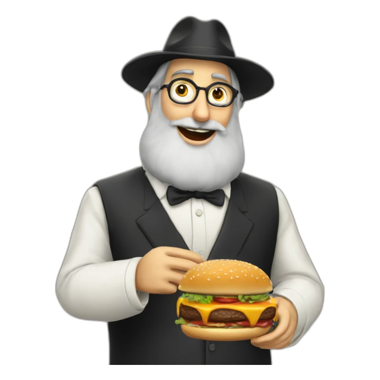 rabbi loubavitch eating a burger sticker