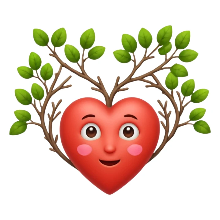nature bard character heart sign with branches sticker