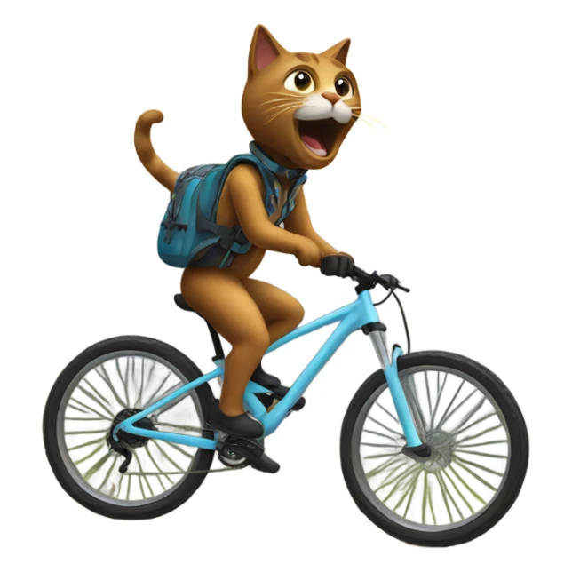 A cat riding a mountain bike  sticker