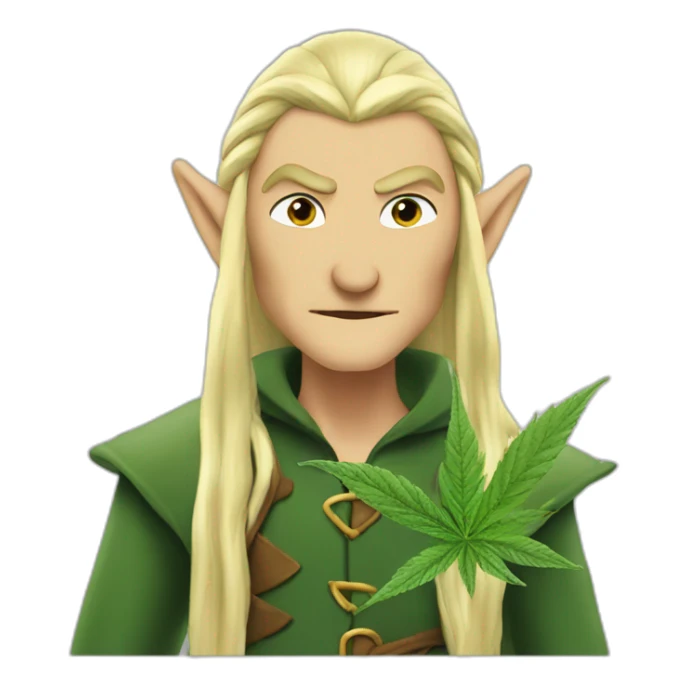 Legolas the elf smoking cannabis sticker