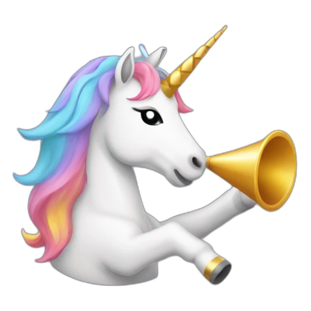 Unicorn blowing party horn sticker