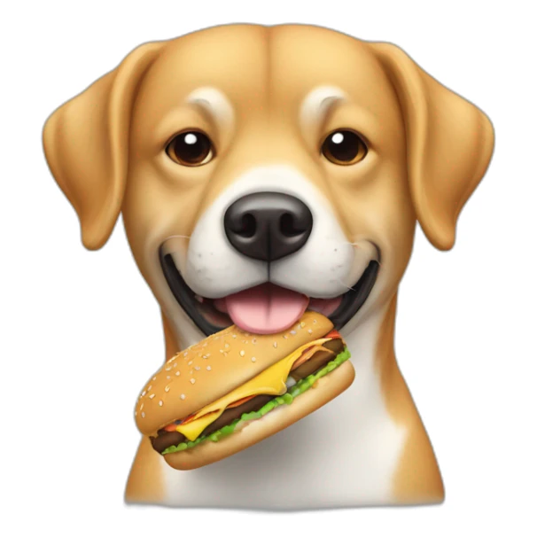 Un chien qui mange un hamburger  sticker