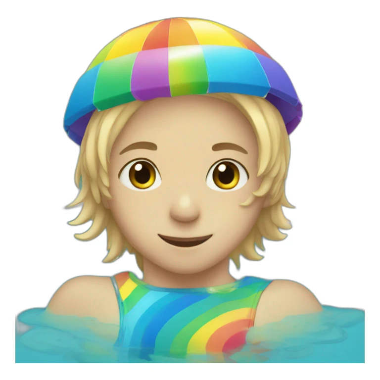 Boy-in-rainbow-swimming-pool sticker
