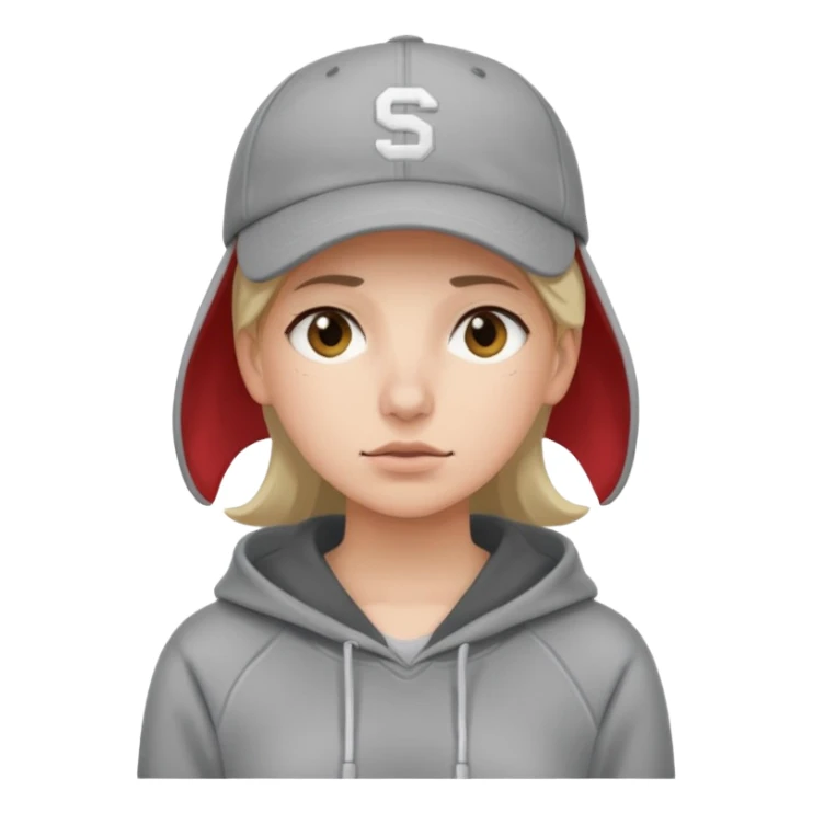 Female tech developer going back to work after christmas holidays, looking tired and wearing a hoodie and a baseballcap that says "SVT Nyheter" sticker