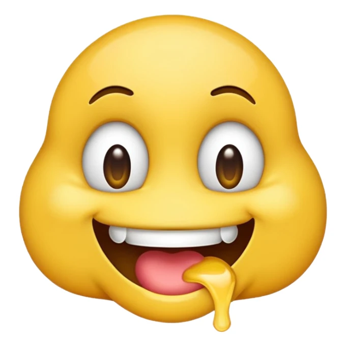 slurping and smirking emoji with drool sticker