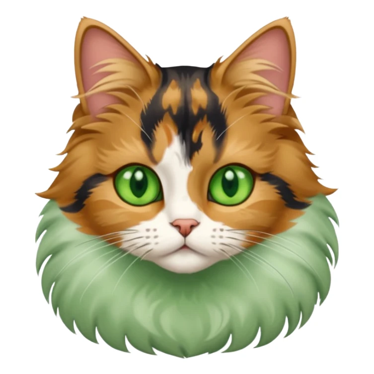Fluffy diluted calico cat with green eyes sticker