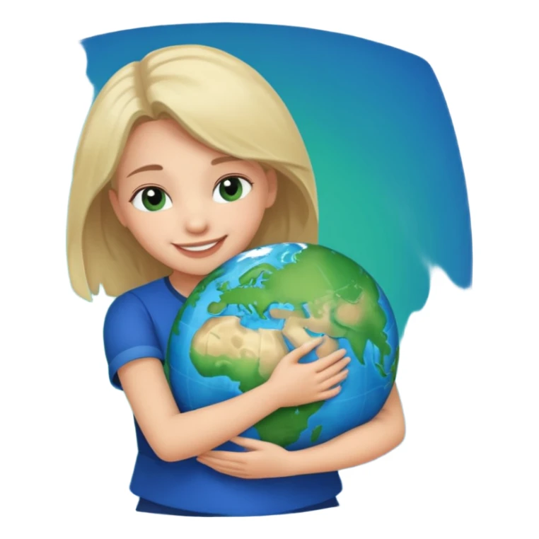 girl hugging the world sticker