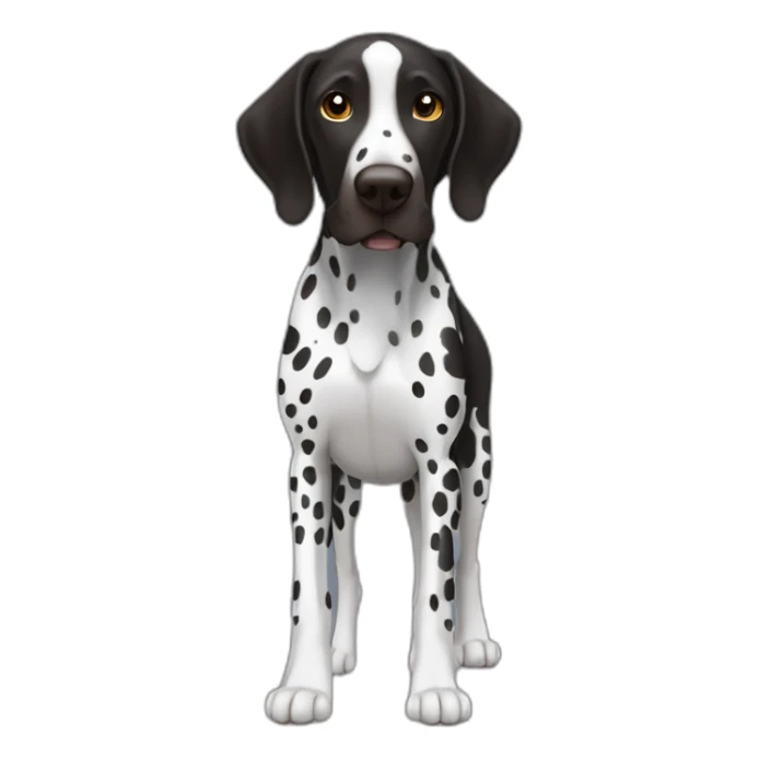 black german shorthair pointer, full black head, without white on the head, with white hair on the snout, black and white spotted body sticker