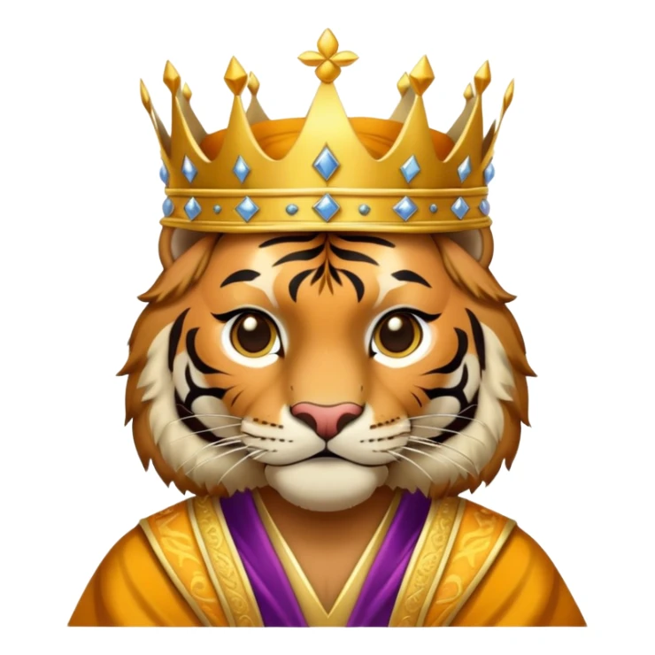Tiger king with crown and royal robe sticker