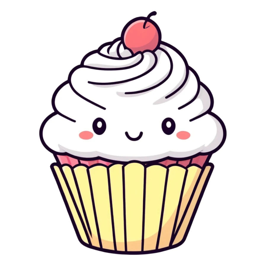 Cupcake, cushion style, plush and puffy, soft textures  sticker