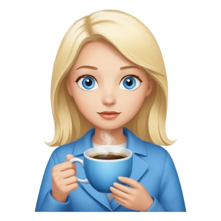 Blonde with blue eyes  with hot coffee sticker