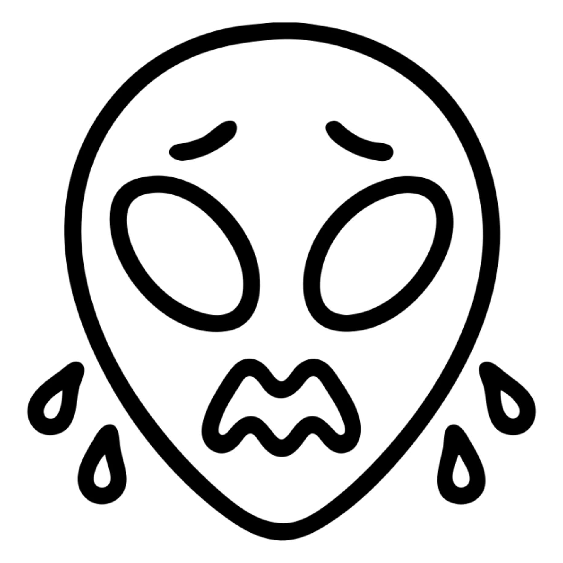 cute alien head outline showing fear sticker